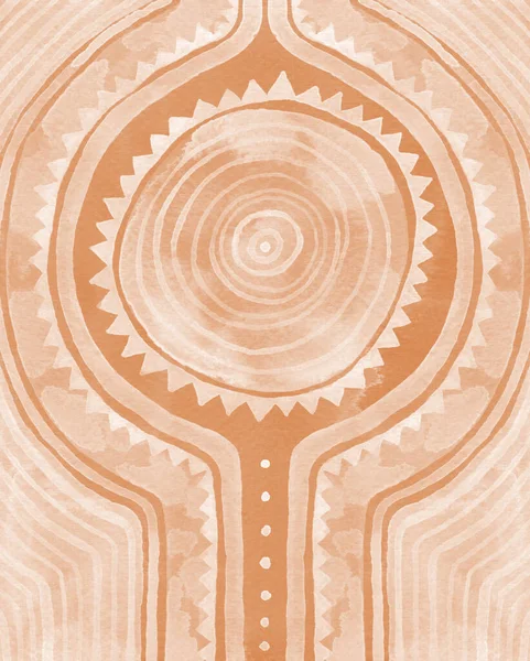 Pêssego Simétrico Tribal Fundo Aquarela Abstrata Textura Fundo Ornamentado Pintados — Fotografia de Stock