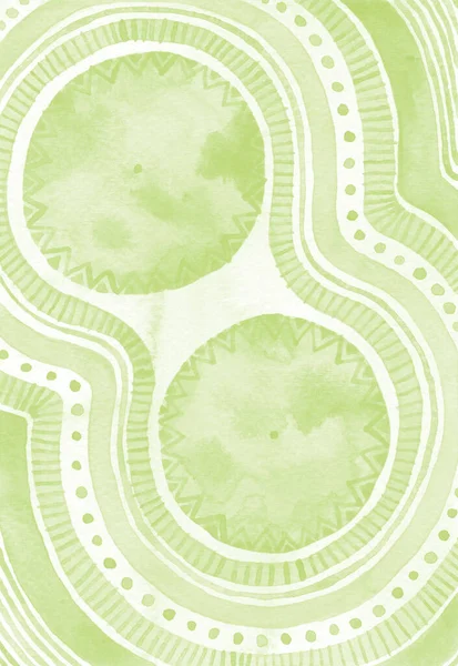 Handritad Akvarell Bakgrund Med Cirkel Grön Färgpalett Abstrakt Rasterstruktur Perfekt — Stockfoto