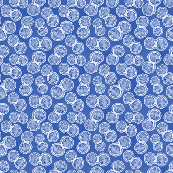 Акварель Бесшовный Узор Кругами Классической Синей Цветовой Палитре Абстрактная Растровая — стоковое фото