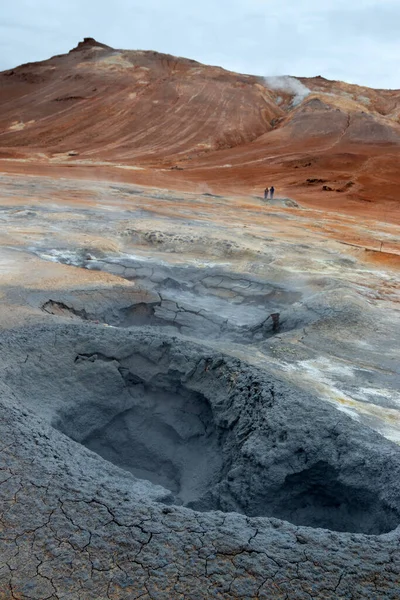 Hverir Geothermisch Gebied Het Noorden Van Ijsland Bij Het Meer — Stockfoto