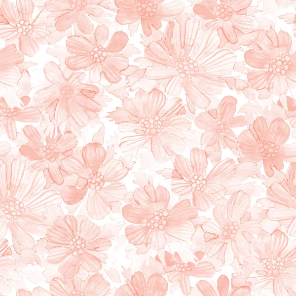 Acuarela Flores Silvestres Patrón Sin Costuras Textura Raster Pintada Mano — Foto de Stock