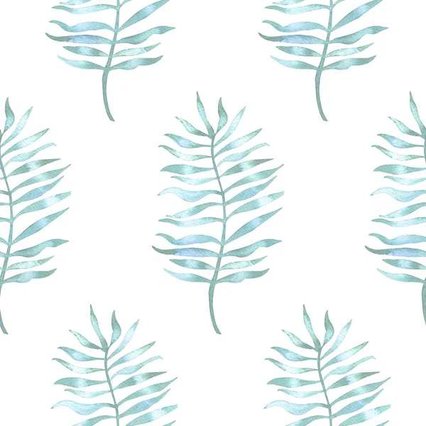 Απλό Ελαφρύ Μοτίβο Χωρίς Ραφή Φύλλα Φοίνικα Λευκό Χρώμα Χειροποίητη — Φωτογραφία Αρχείου
