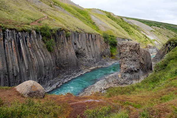 Impresionante Vista Del Cañón Studlagil Valle Jokuldalur Islandia Columnas Basalto — Foto de Stock