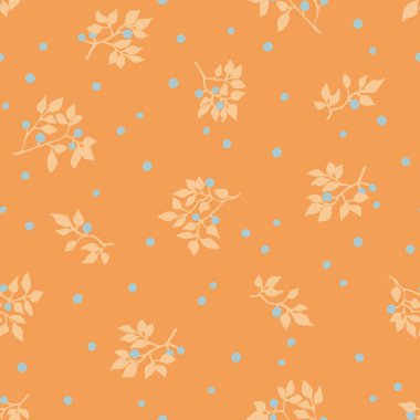 Yabanmersininin küçük şeftali dalları. Vektörsüz desen. 