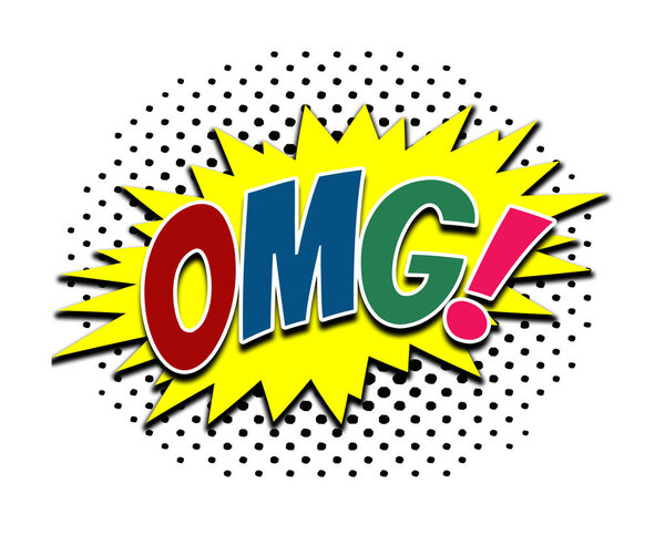 Боже мой! (О, Боже!) красочная иллюстрация пузыря речи с полутоновым декором на белом фоне
