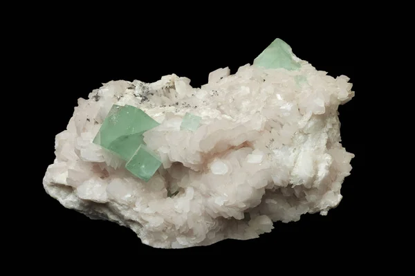 Krystaly fluoritu v kalcitu — Stock fotografie