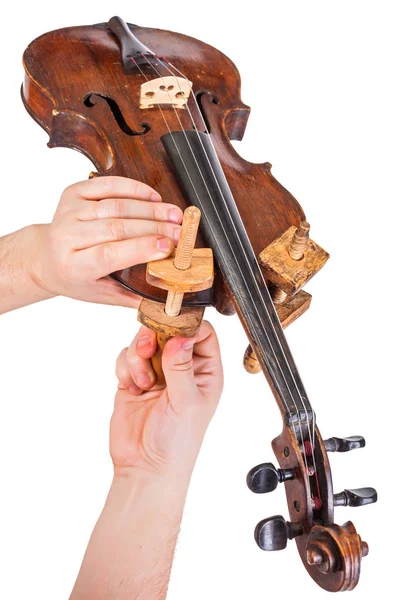 Использование Деревянных Зажимов Корпусе Скрипки — стоковое фото