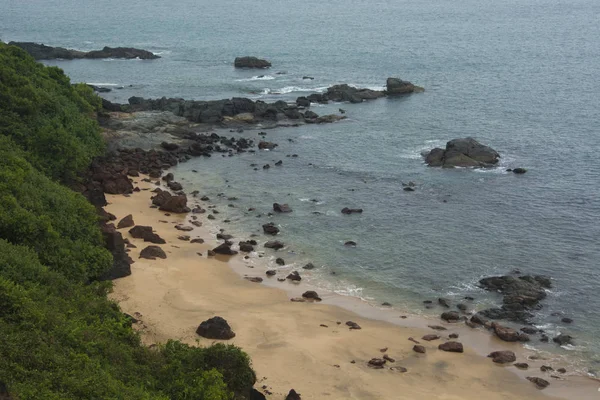 Penhasco Vista Superior Cola Beach Goa Dia Nublado — Fotografia de Stock