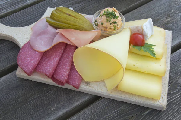 German Cheese Meat Board Royalty Free Stock Photos