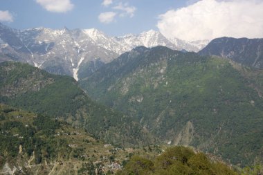Kareri, Himachal Pradesh, Hindistan açık bir günde Dhauladhar Himalaya Aralığı güzel bir görünüm