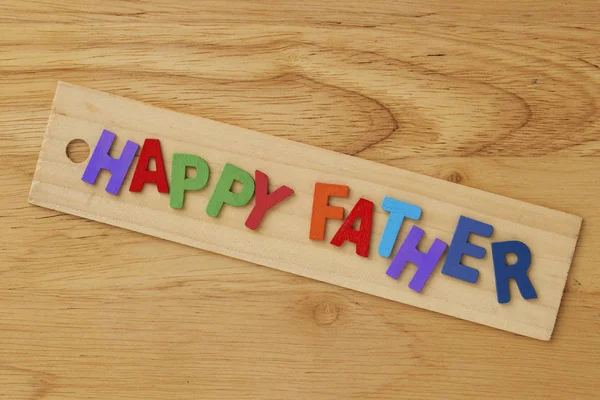 Happy Fathers Surat Kayu Dengan Alat Alat Pada Latar Belakang — Stok Foto