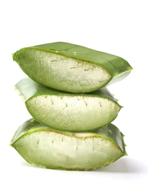 Närbild Aloe Vera Skiva Vit Bakgrund — Stockfoto