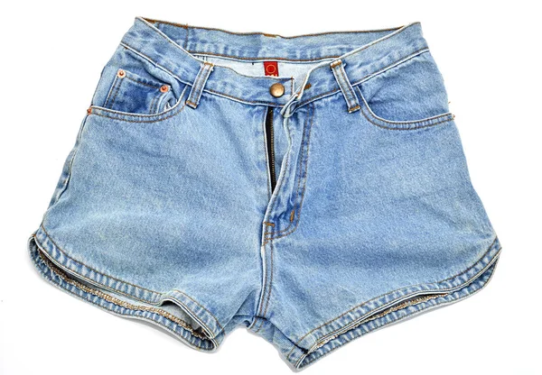 Frauen Jeans Shorts Auf Weißem Hintergrund — Stockfoto