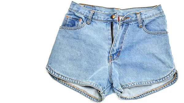 Frauen Jeans Shorts Auf Weißem Hintergrund — Stockfoto
