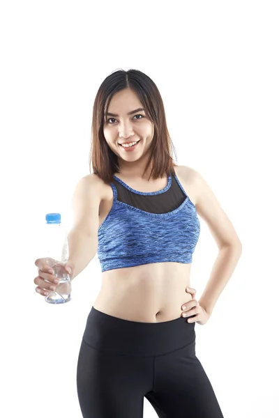 Sport Och Motion Ger God Hälsa Och Styrka Asiatisk Kvinna — Stockfoto