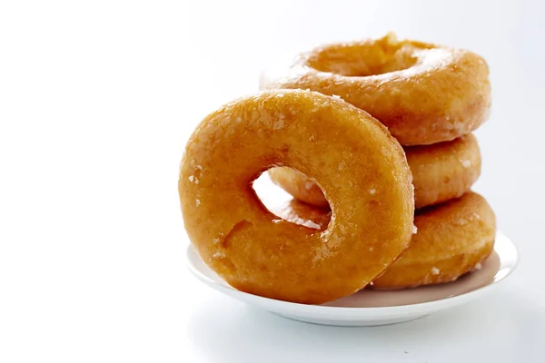 Donut Isolerad Vit Platta Vit Bakgrund — Stockfoto