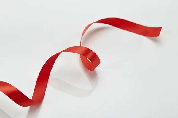 Red Curly Ribbon Isolated White Background — Stock Photo, Image