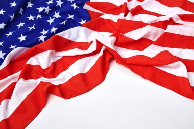 Amerikan bayrağı sınır düz beyaz arka plan üzerinde