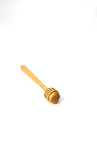 Honey Dripping Wooden Honey Dipper Isolated White — Stock Photo, Image