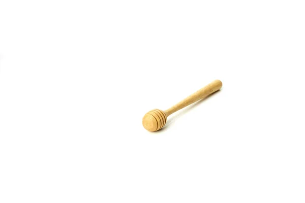 Honey Dripping Wooden Honey Dipper Isolated White — Stock Photo, Image