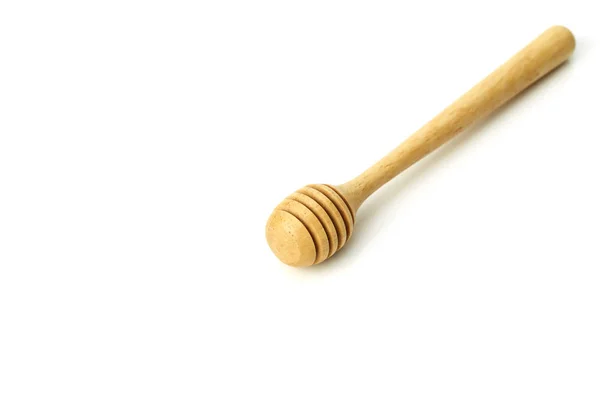 Honey Dripping Wooden Honey Dipper Isolated White — Stock Photo, Image