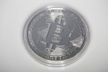 Bitcoin. sanal para. Bitcoin Gümüş arka plan