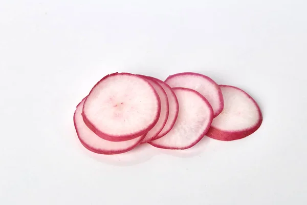 Fresh Red Radish Slices White Background — Stock Photo, Image