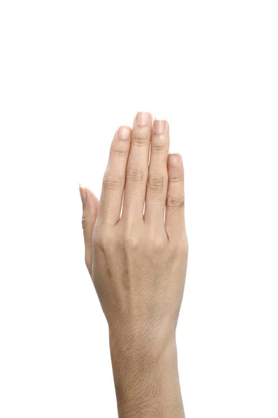 Mano Mujer Mostrando Los Cinco Dedos Aislados Sobre Fondo Blanco — Foto de Stock