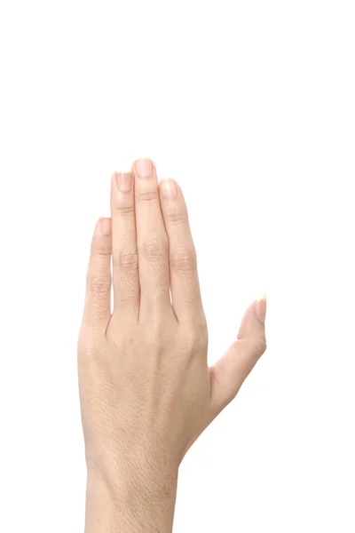 Woman Hand Showing Five Fingers Isolated White Background Close Hand — Stock Photo, Image