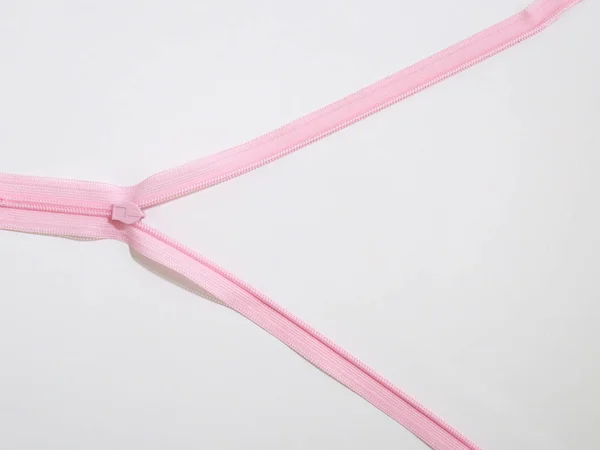 Ροζ Φερμουάρ Απομονωμένες Άσπρο Φόντο Άδειο Κενό Για Κείμενο Ηλιόλουστη — Φωτογραφία Αρχείου
