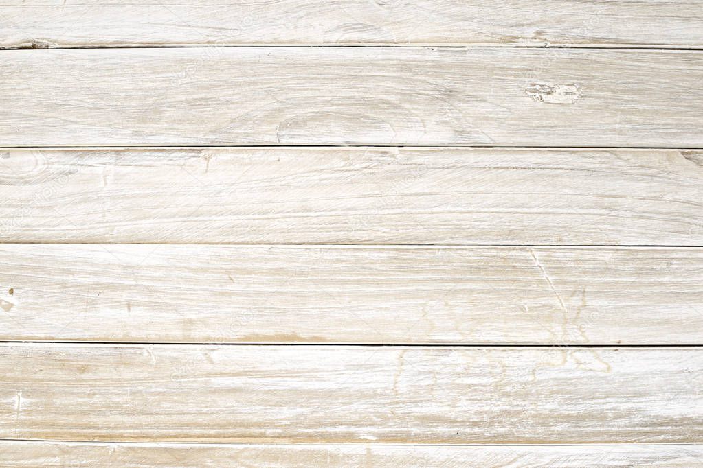 Wood plank brown texture background, painted weathered white vintage peeling wallpaper.