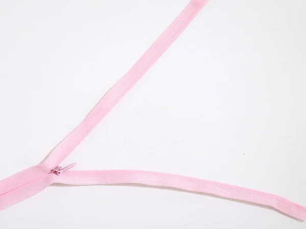 Ροζ Φερμουάρ Απομονωμένες Άσπρο Φόντο Άδειο Κενό Για Κείμενο Ηλιόλουστη — Φωτογραφία Αρχείου