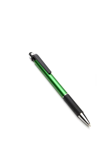 Penna Verde Isolata Sfondo Bianco Business Concept Con Istruzione — Foto Stock