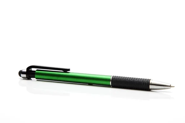 绿色钢笔被隔绝在白色背景 商业概念与教育 — 图库照片