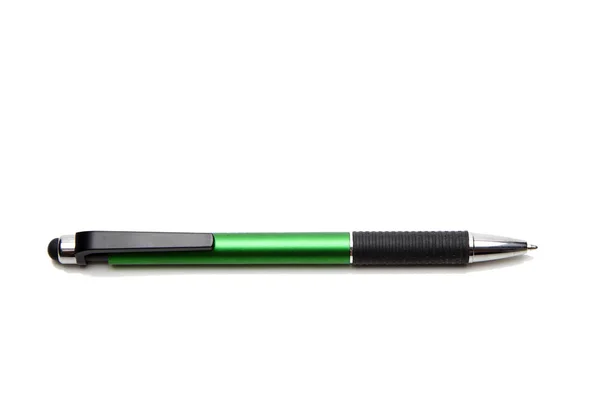 绿色钢笔被隔绝在白色背景 商业概念与教育 — 图库照片