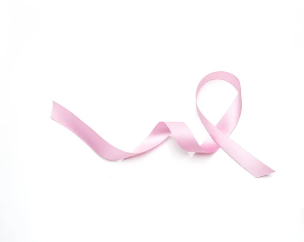 Nastro Rosa Cancro Seno Isolato Sfondo Bianco — Foto Stock