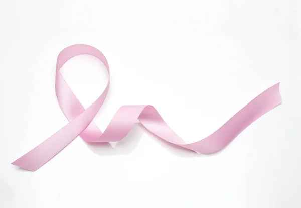 Nastro Rosa Cancro Seno Isolato Sfondo Bianco — Foto Stock