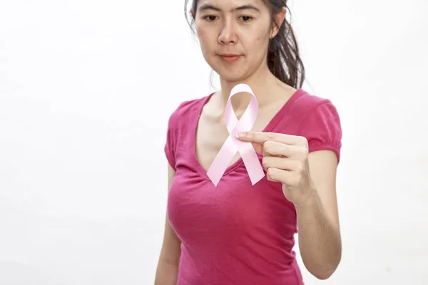 Rózsaszín Szalag Mellkas Egészségügy Gyógyászat Mell Rák Tudatosság Fogalmát Stúdió — Stock Fotó