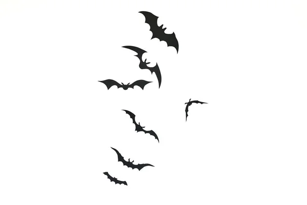 Bat Decoração Papel Halloween Conceito Assustador Morcegos Papel Preto Voando — Fotografia de Stock