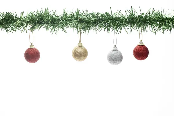 Vrolijke Kerstmis Gelukkig Nieuwjaar Decoraties Een Witte Achtergrond — Stockfoto