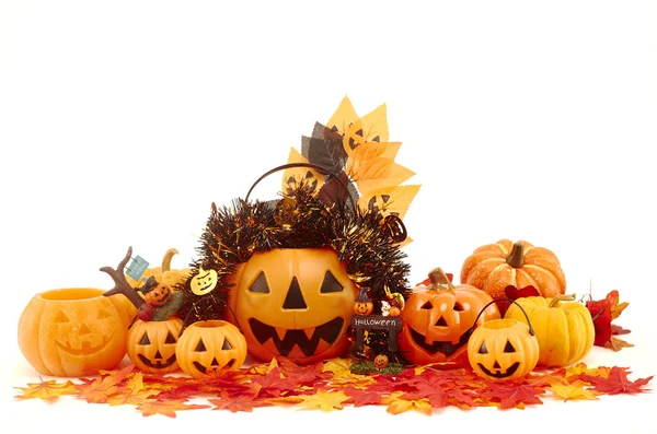 Decorar Una Fiesta Halloween Fondo Blanco Texto Vacío Ideas Vacaciones — Foto de Stock