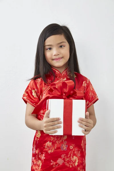 Menina Chinesa Menina Oito Anos Com Ano Novo Chinês 2019 — Fotografia de Stock