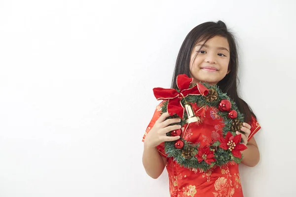 Fille Asiatique Avec Couronne Noël Nouvel Chinois 2019 Pour Conception — Photo