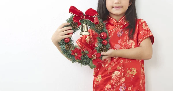 Fille Asiatique Avec Couronne Noël Nouvel Chinois 2019 Pour Conception — Photo
