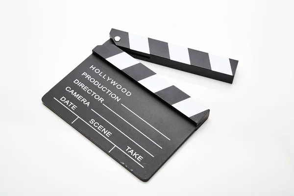 Film Slate Lying Open White Background — Stock Photo, Image