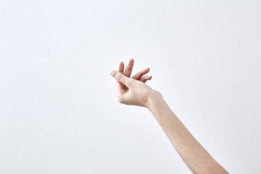 İzole üzerinde beyaz arka plan tutan boş el