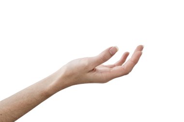 İzole üzerinde beyaz arka plan tutan boş el