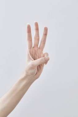 İzole üzerinde beyaz arka plan tutan boş el