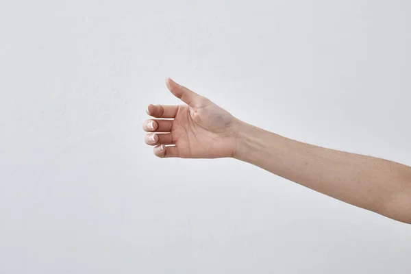 Άδειο Γυναικείο Χέρι Κρατά Απομονωθεί Λευκό Φόντο — Φωτογραφία Αρχείου