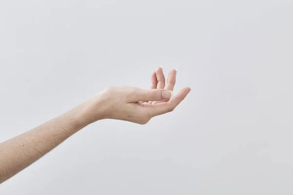 Порожня Жіноча Рука Тримається Ізольовано Білому Тлі — стокове фото